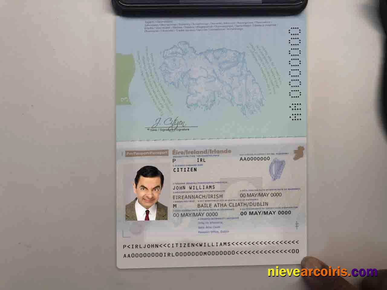 Ireland passport +editable PSD photo look